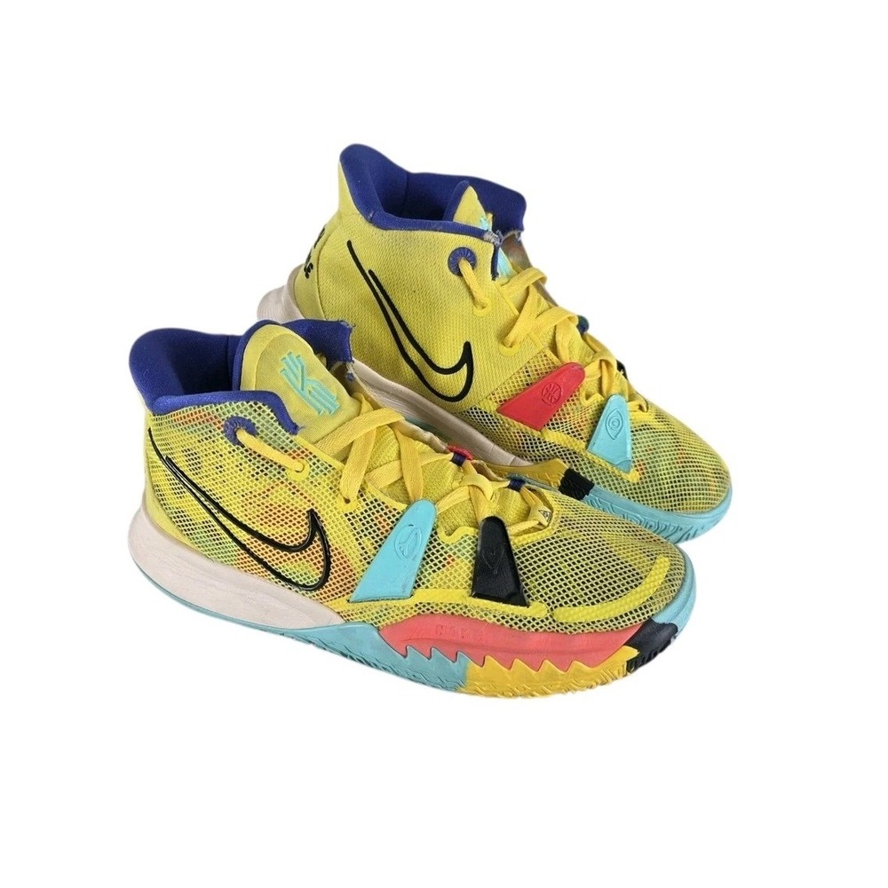 Nike Kyrie 7 GS 1 World People Yellow Black Basketball Shoes Youth 6.5Y Womens 8